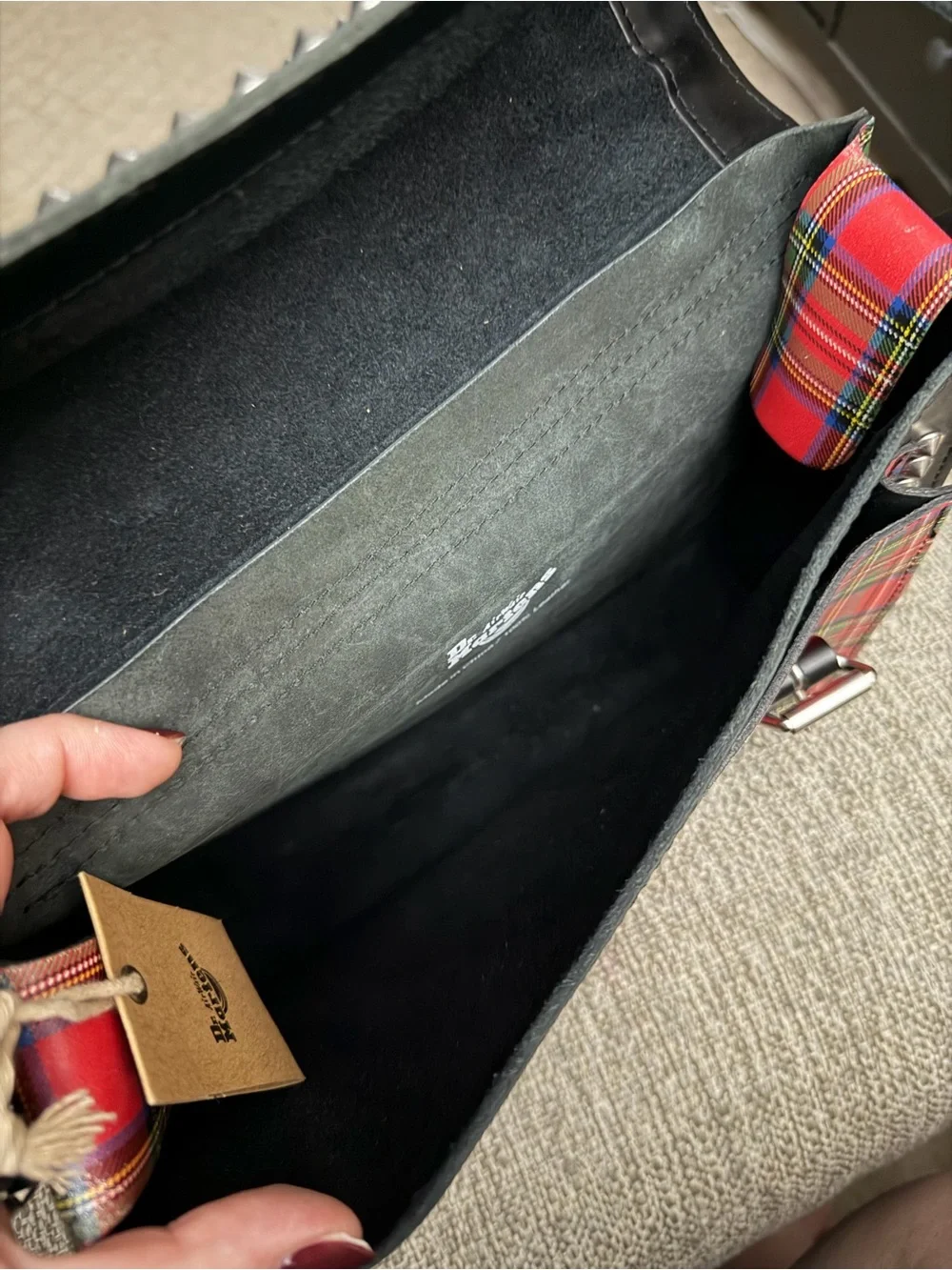 Dr. Martens Leather Satchel Tartan Crossbody
